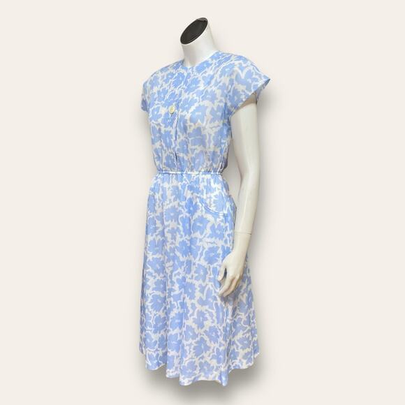 VTG union made Leslie Fay A-line blue and white Floral fabric (NWT) Small - Picture 6 of 11